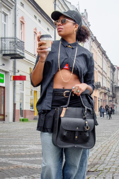 Torebka skórzana Elaine kolor czarny LadyBuQ Art