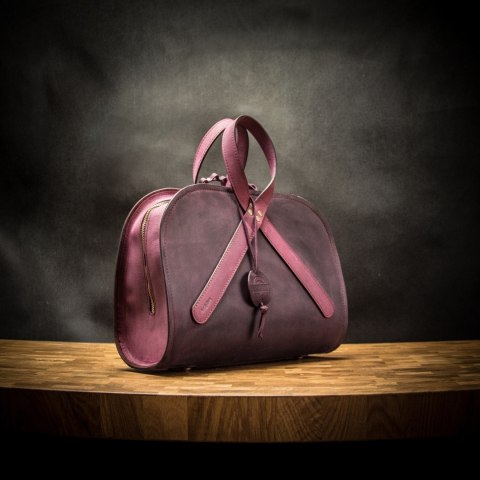 Torebka skórzana Pepa w kolorze śliwkowym