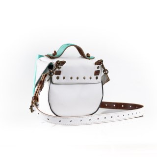 Torebka skórzana Kaya w kolorze białym z odpinaną kokardą