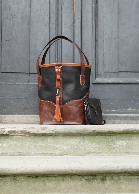 Torebka skórzana Julia w kolorze czarnym i brązowym