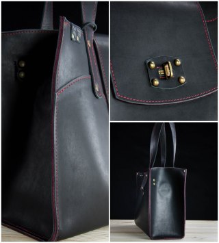 Torebka skórzana Kasia w kolorze czarnym