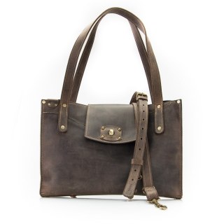 Skórzana damska torebka w stylu oversize Kasia, piękna Brązowa torebka od Ladybuq Art