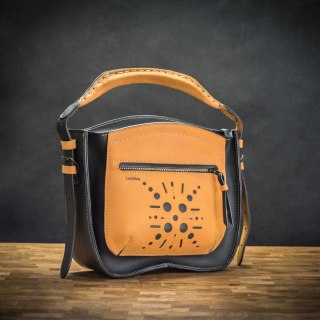 Torebka skórzana Rita w kolorze czarnym i kamelowym