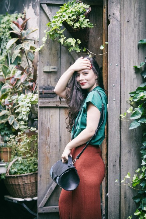 Leather roll bag Meggy color black, navy blue