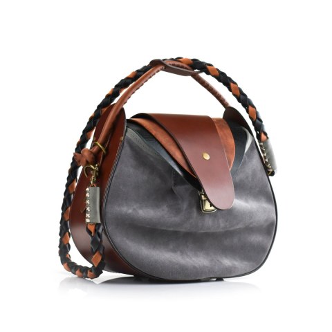 Torebka skórzana Mili w kolorze szarym i brązowym