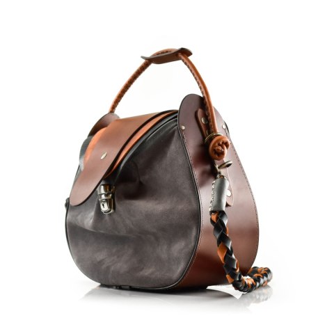 Torebka skórzana Mili w kolorze szarym i brązowym