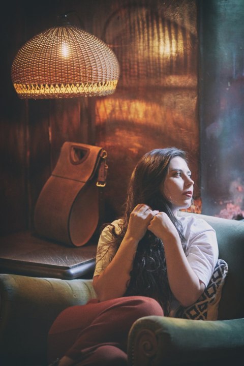 Torebka skórzana Łezka kolor brązowy i kamelowy