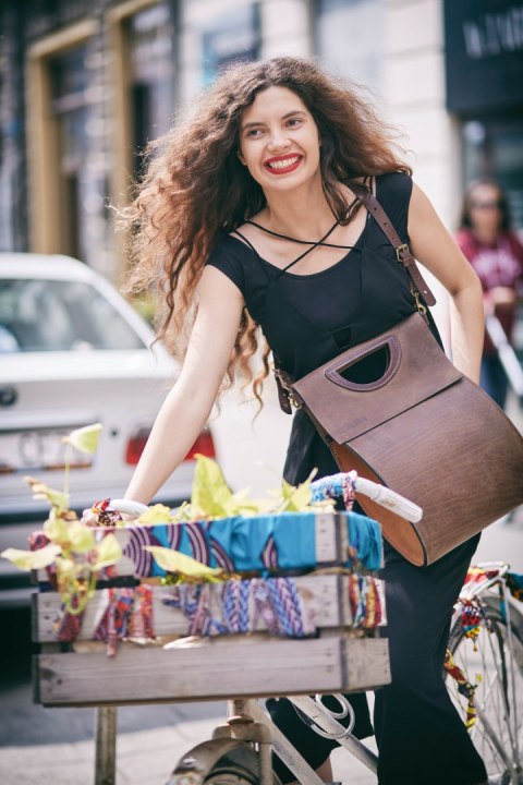 Torebka skórzana Łezka kolor brązowy i kamelowy