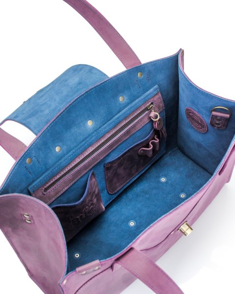 Torebka skórzana Kasia w kolorze fioletowym