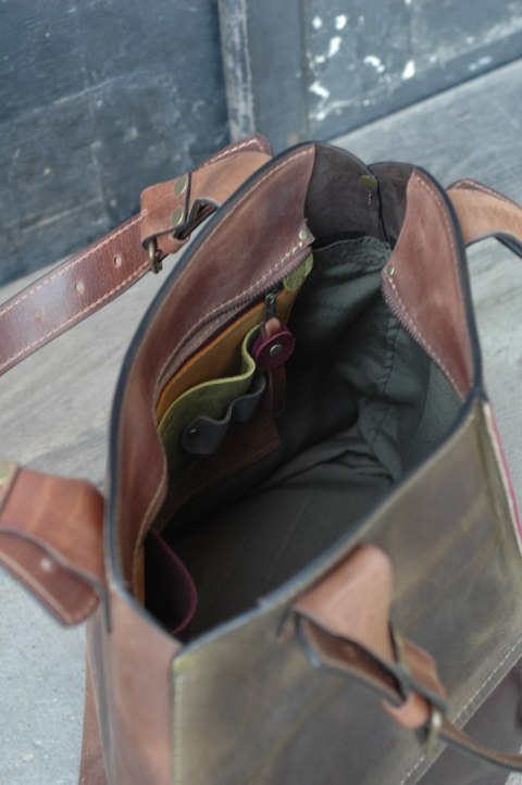 Torba skórzana z odpinaną podszewką torebka od polskich projektantów unikalna Alicja od Ladybuq Art Studio