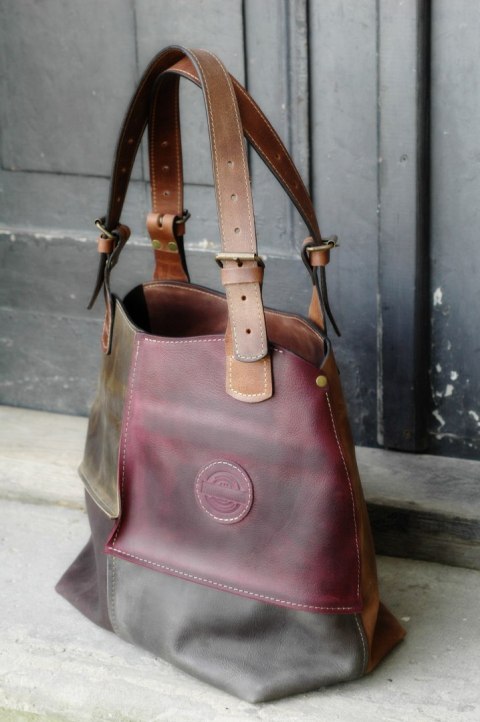 Torba skórzana z odpinaną podszewką torebka od polskich projektantów unikalna Alicja od Ladybuq Art Studio