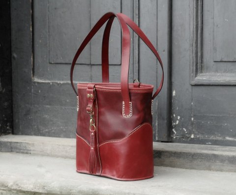 Torebka skórzana Julia w kolorze malinowym