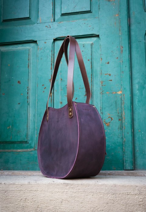 Leather bag Basia color Plum