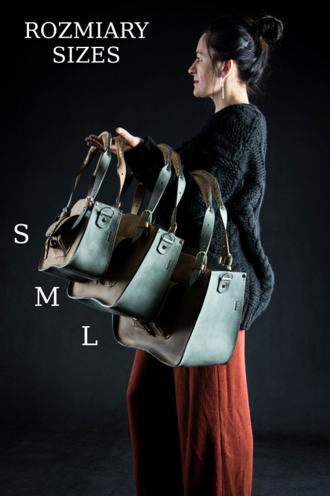 Torba skórzana kuferek kolor brąz i szary