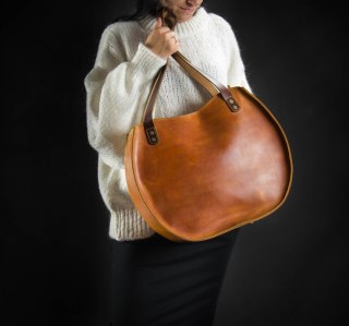 Torebka skórzana Basia kolor kamelowy