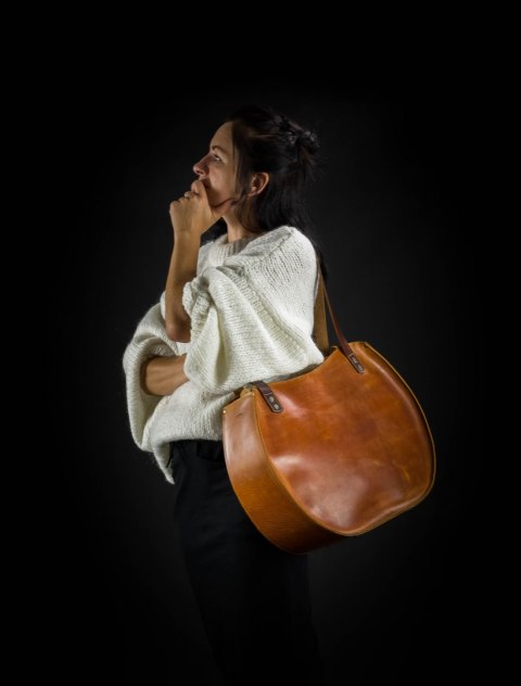 Torebka skórzana Basia kolor kamelowy