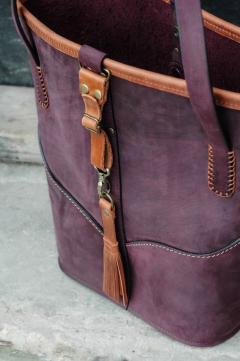 Torebka skórzana Julia w kolorze śliwkowym