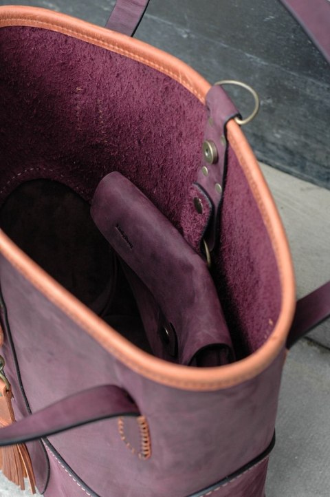 Torebka skórzana Julia w kolorze śliwkowym