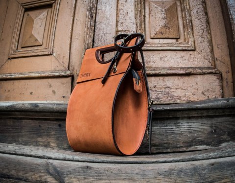 Torebka skórzana Łezka kolor pomarańczowy