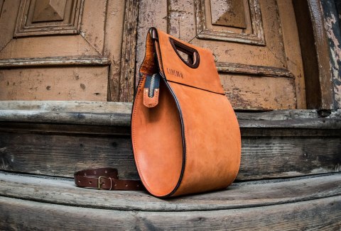 Torebka skórzana Łezka kolor pomarańczowy