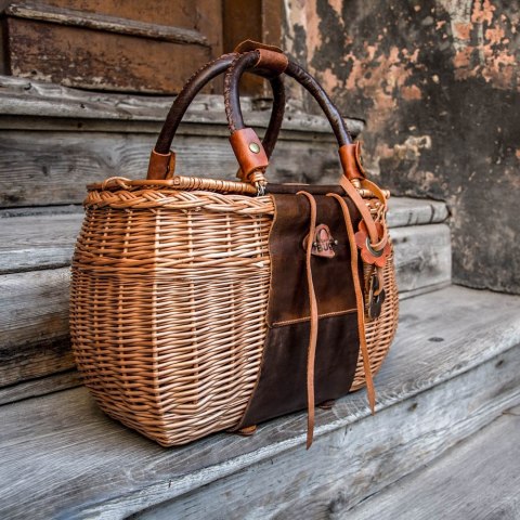 Torba wiklinowa kosz z klapą