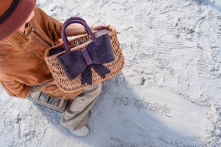 Torba wiklinowa kosz z odpinaną kokardą