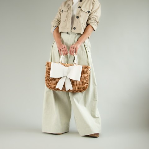 Torba wiklinowa kosz z odpinaną kokardą