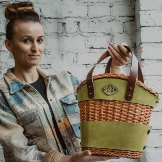 Torebka wiklinowa koszyk kolor limonkowy