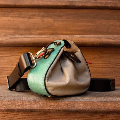 Piękna i unikatowa mała torebka MILI w kolorze turkusowo szarym