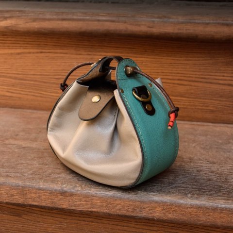 Piękna i unikatowa mała torebka MILI w kolorze turkusowo szarym