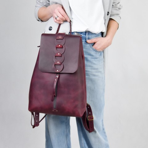 Skórzany plecak w kolorze fioletowym