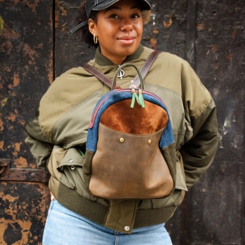 Plecak skórzany patchworkowy wykonany ręcznie