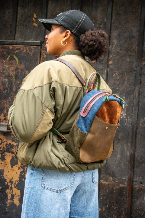 Plecak skórzany patchworkowy wykonany ręcznie