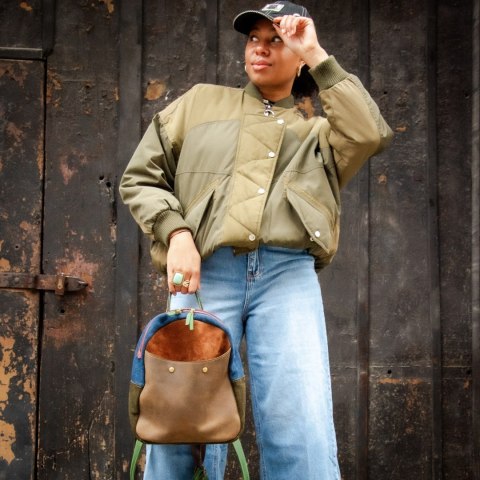 Plecak skórzany patchworkowy wykonany ręcznie