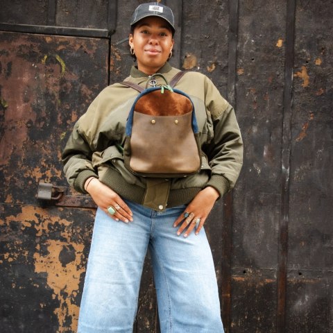 Plecak skórzany patchworkowy wykonany ręcznie