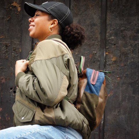 Plecak skórzany patchworkowy wykonany ręcznie