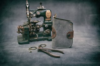 Portfel skórzany Barcelona w kolorze szarym i brązowym