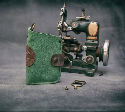 Portfel skórzany Barcelona w kolorze zielonym i brązowym