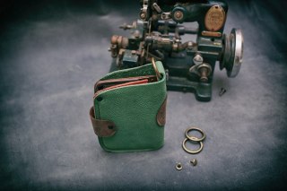 Portfel skórzany Barcelona w kolorze zielonym i brązowym