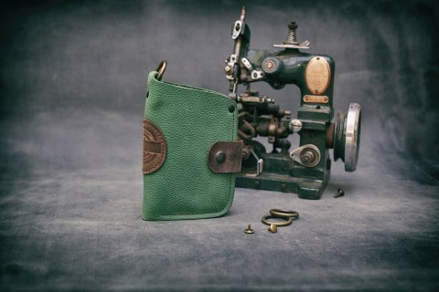 Portfel skórzany Barcelona w kolorze zielonym i brązowym