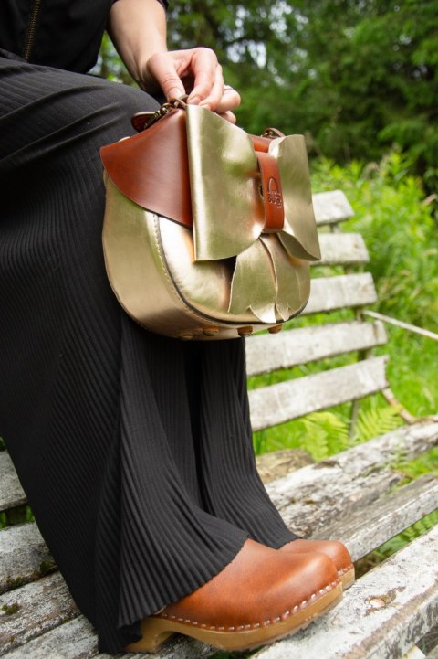 Torebka skórzana Kaya w kolorze złotym oraz brązowym