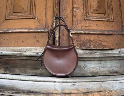 Skórzana damska torebka Inez w kolorze Brązowym wykonana ręcznie przez Ladybuq Art