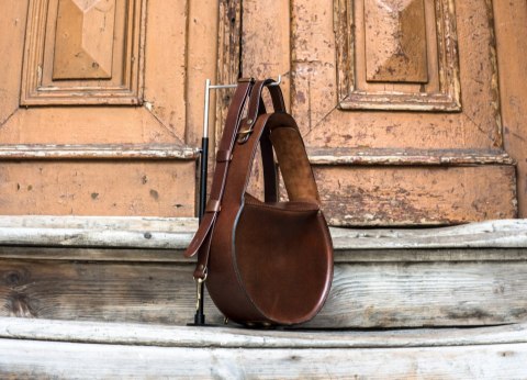 Skórzana damska torebka Inez w kolorze Brązowym wykonana ręcznie przez Ladybuq Art