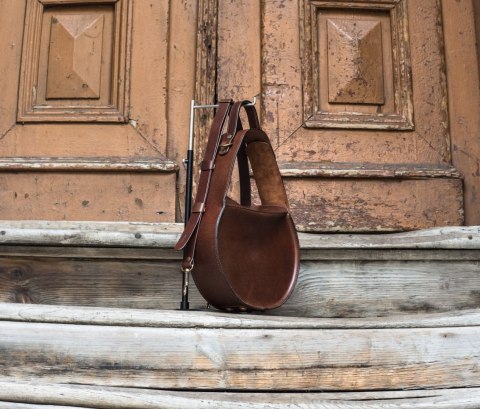 Skórzana damska torebka Inez w kolorze Brązowym wykonana ręcznie przez Ladybuq Art