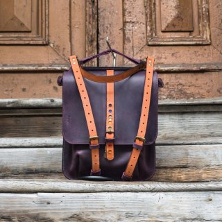 Skórzana damska torebka z funkcją plecaka Molly w kolorze śliwkowym