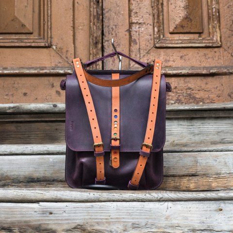 Skórzana damska torebka z funkcją plecaka Molly w kolorze śliwkowym