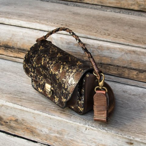 Torebka skórzana Lara w kolorze złoto brązowym