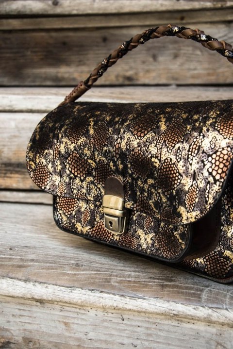 Torebka skórzana Lara w kolorze złoto brązowym