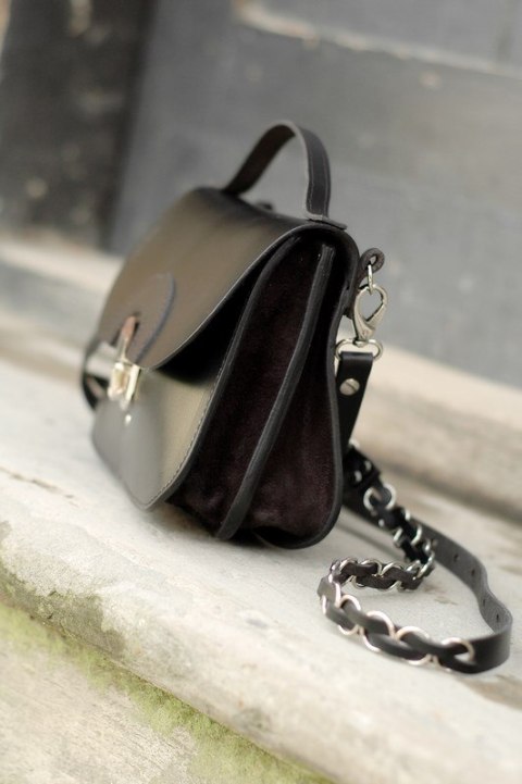 Skórzana torebka Pati L czarna od Ladybuq Art Studio