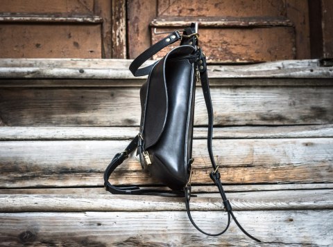 Skórzana damska torebka z funkcją plecaka Molly w kolorze czarnym